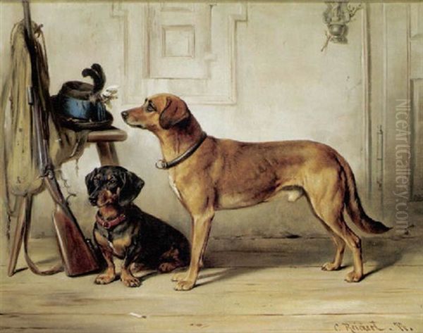 Jagdhunde Oil Painting by Carl Reichert