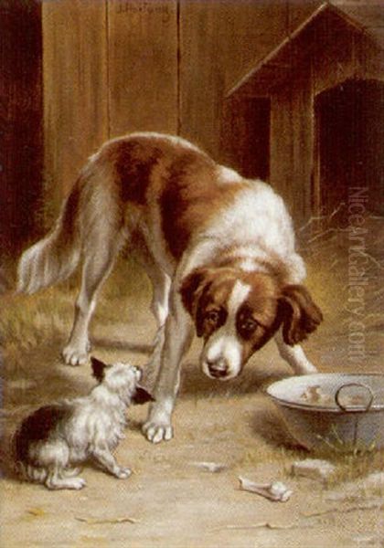 Zwei Hunde Oil Painting by Carl Reichert