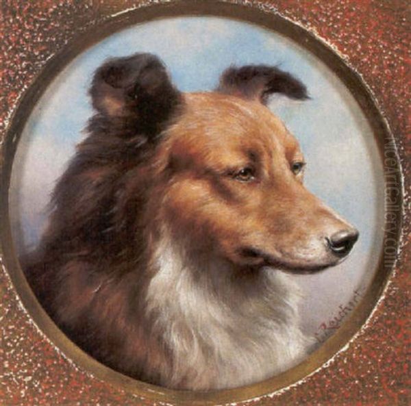 Portrait Eines Collie Oil Painting by Carl Reichert