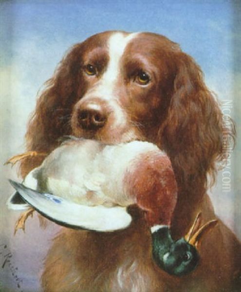 Jagdhund Mit Beute Oil Painting by Carl Reichert