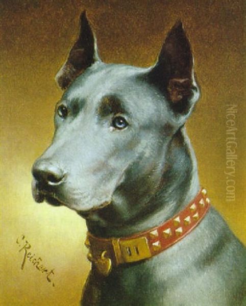 Portrait Einer Dogge Oil Painting by Carl Reichert