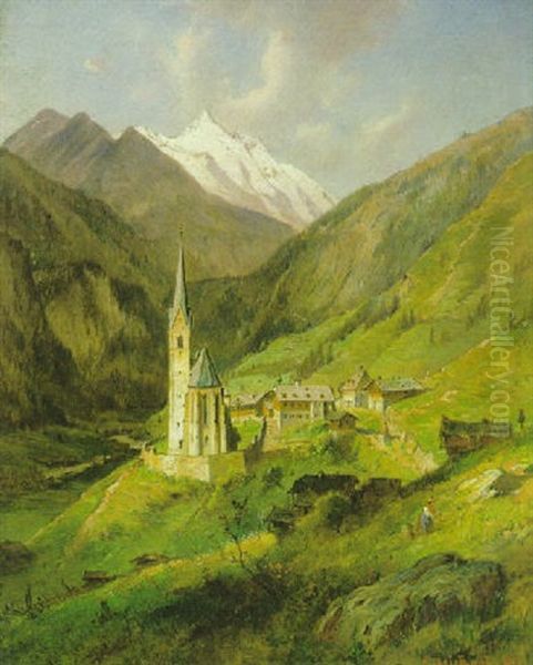 Blick Auf Heiligenblut An Der Grosglockner-hochalpenstrase Oil Painting by Carl Reichert