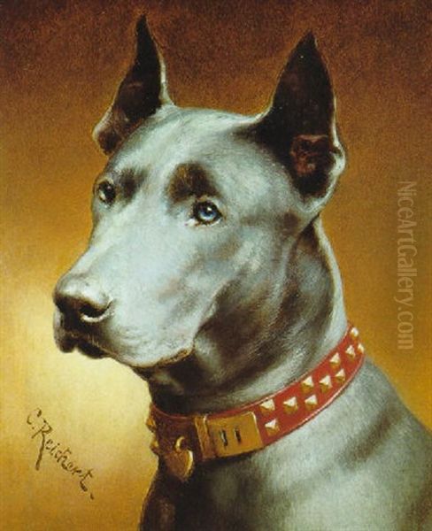 Portrait Einer Dogge Oil Painting by Carl Reichert