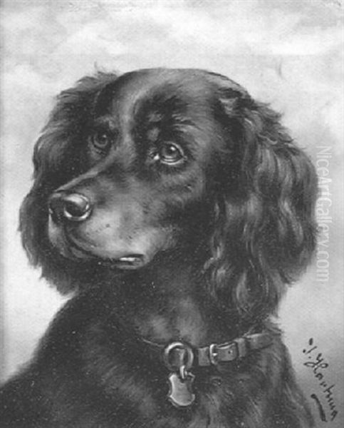 Spaniel Oil Painting by Carl Reichert