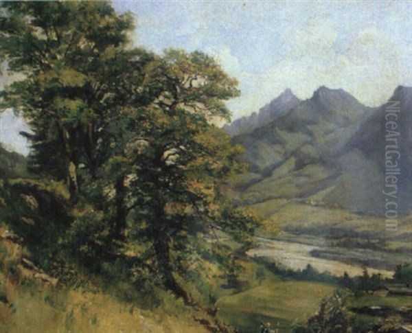 Alpenlandschaft Mit Geishirt Oil Painting by Jean-Joseph Reichlen