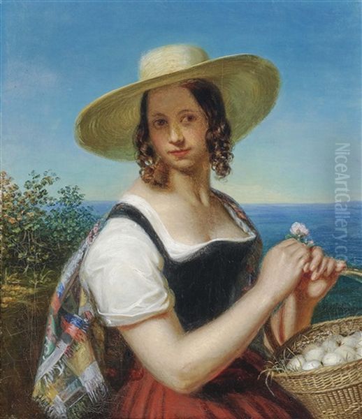 The Egg Girl Oil Painting by George Friedrich Reichmann