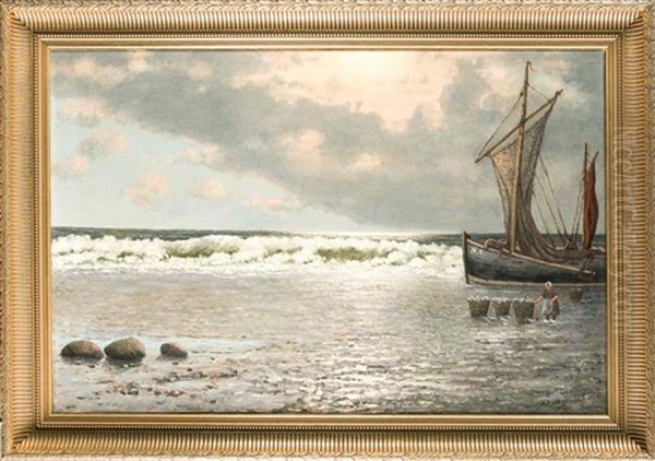 Fischerpaar Mit Ihrem Fang Am Nordseestrand by Alexander Reich-Staffelstein