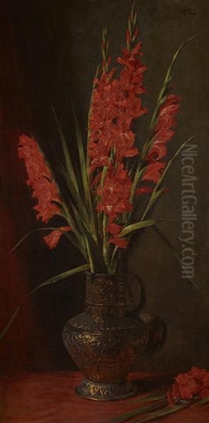 A Still Life Of Gladioli Oil Painting by George Reid