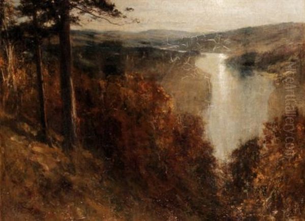 View Of The River Spey From Tomanurie Hut Oil Painting by George Reid