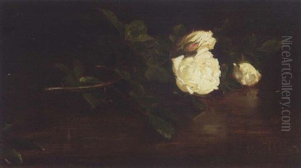 A Still Life Of Christmas Roses Oil Painting by George Reid