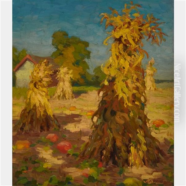 Haystacks Oil Painting by George Agnew Reid