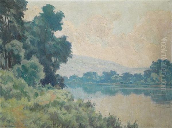 River Landscape Oil Painting by George Agnew Reid