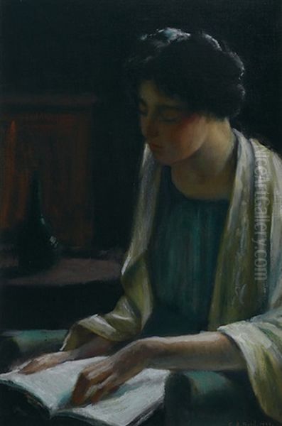 Girl Reading Oil Painting by George Agnew Reid