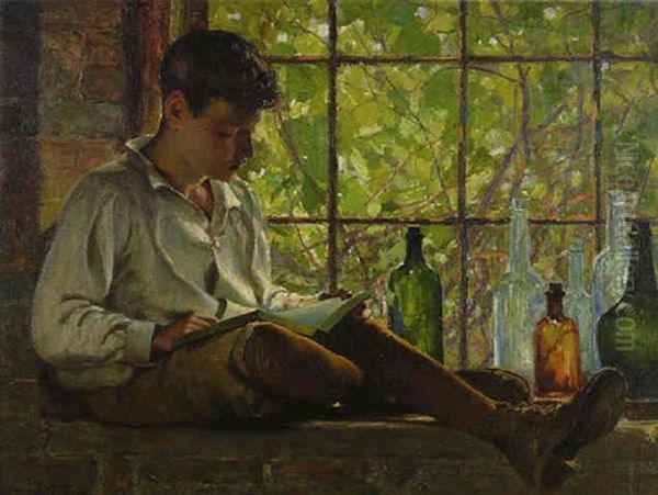 In The Cellar Window Oil Painting by George Agnew Reid