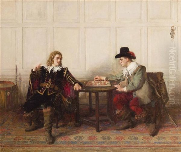 Chess Players Oil Painting by George Ogilvy Reid