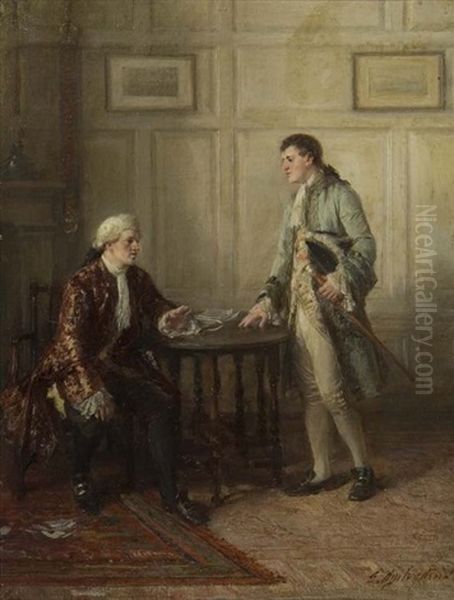 Two Fine Gentleman In An Interior Oil Painting by George Ogilvy Reid