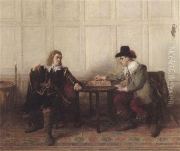 The Chess Players Oil Painting by George Ogilvy Reid