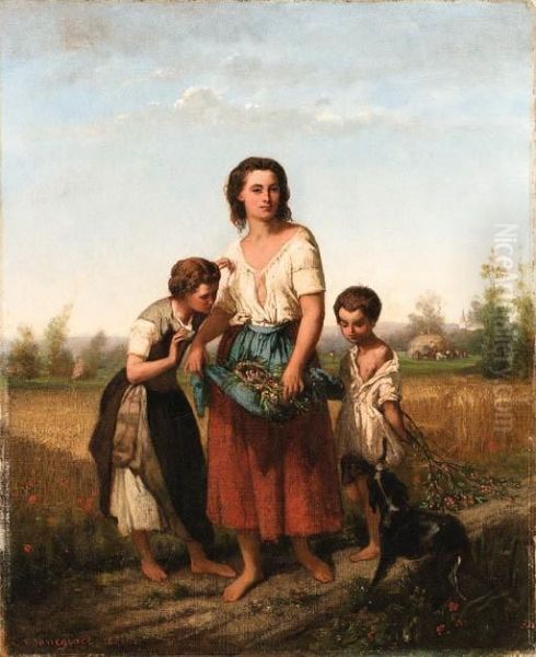 The Harvesters; The Musicians; And Two Shepherds Oil Painting by Charles Adolphe Bonnegrace