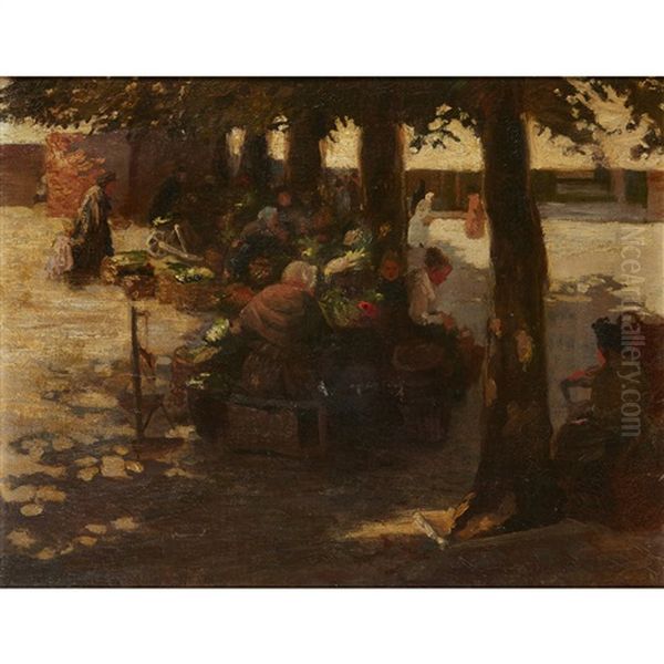 The Vegetable Market Oil Painting by John Robertson Reid