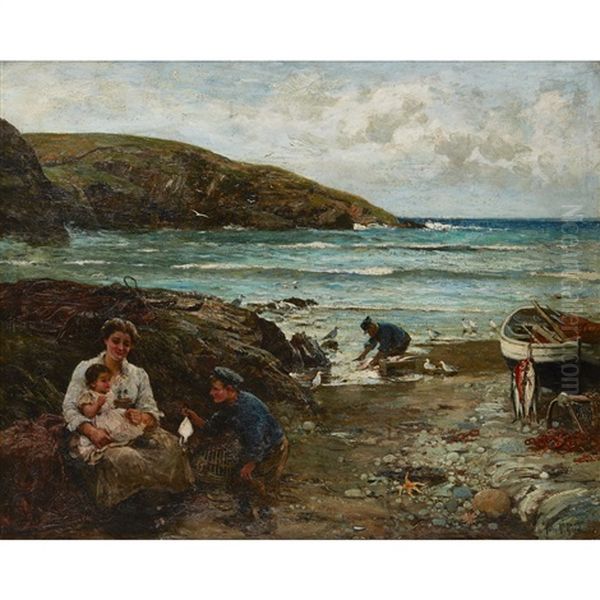 His Latest Catch Oil Painting by John Robertson Reid