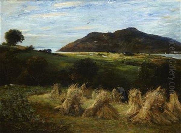 Harvesting Near Glen Ashdale, Arran Oil Painting by John Robertson Reid