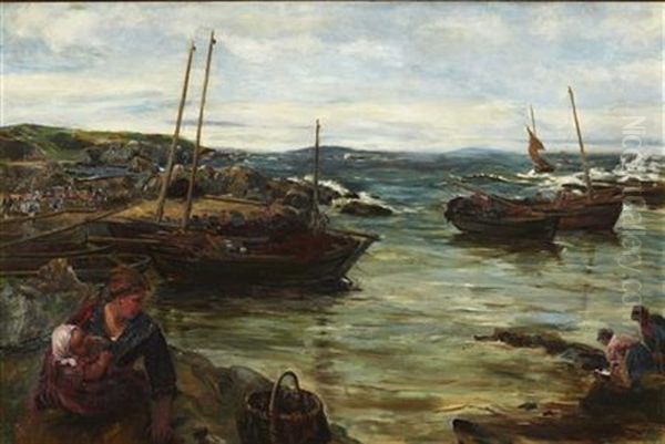 Return Of The Fleet, Macduff Oil Painting by John Robertson Reid