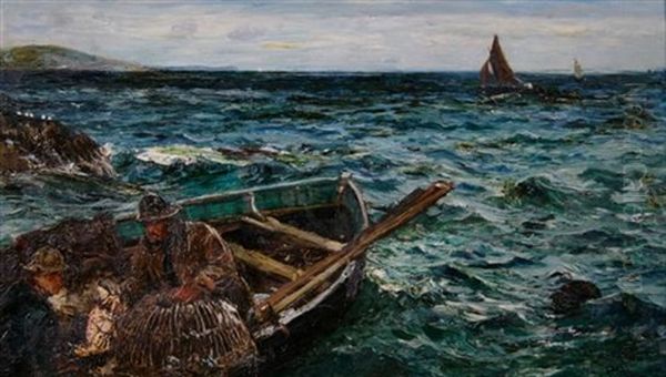 Hauling The Nets Oil Painting by John Robertson Reid