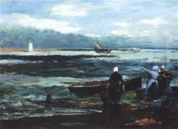 The Fishermen's Return Oil Painting by John Robertson Reid