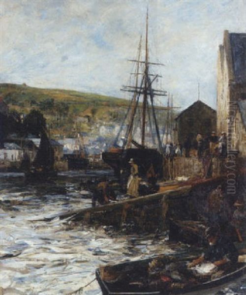 When The Flowing Tide Comes In, Looe, Cornwall Oil Painting by John Robertson Reid