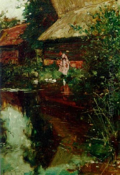 The Duck Pond Oil Painting by John Robertson Reid