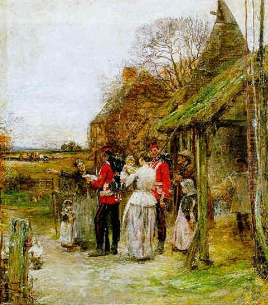 Grenadier Guards In A Kentish Landscape Oil Painting by John Robertson Reid