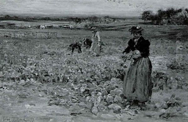 The Turnip Harvesters Oil Painting by John Robertson Reid