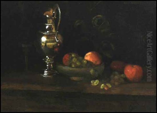 Still Life With Silver Pitcher Oil Painting by Mary Augusta Hiester Reid