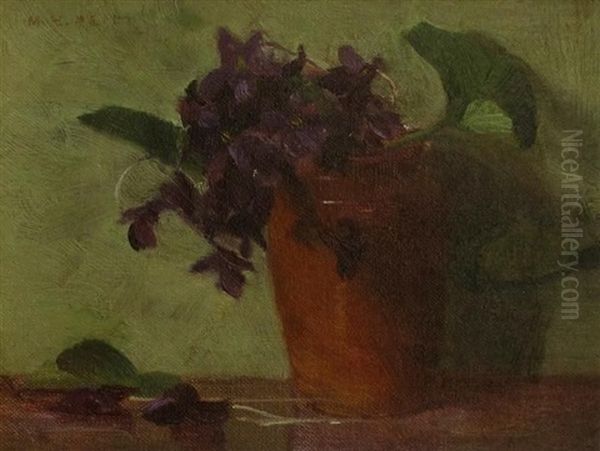 African Violets Oil Painting by Mary Augusta Hiester Reid