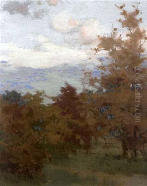 Autumnal Landscape Oil Painting by Mary Augusta Hiester Reid