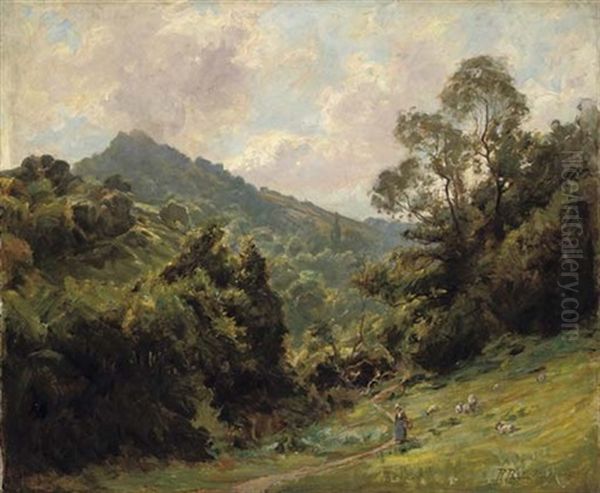 A Sunlit Pastoral Oil Painting by Robert Payton Reid