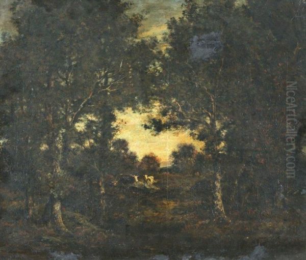 Vaches En Foret Oil Painting by Georges Bonnemaison