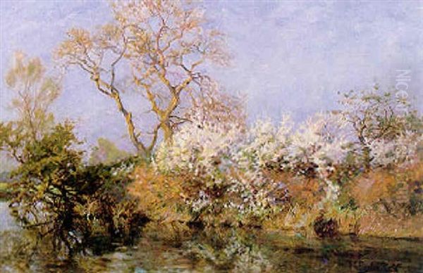 The Riverbank In Spring Oil Painting by Robert Payton Reid