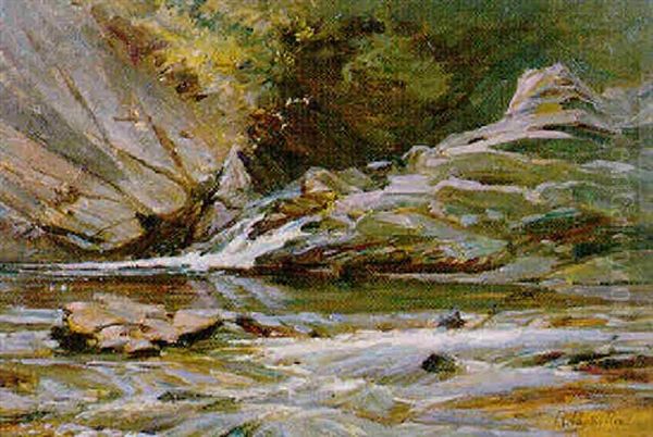 A Salmon Pond Oil Painting by Robert Payton Reid