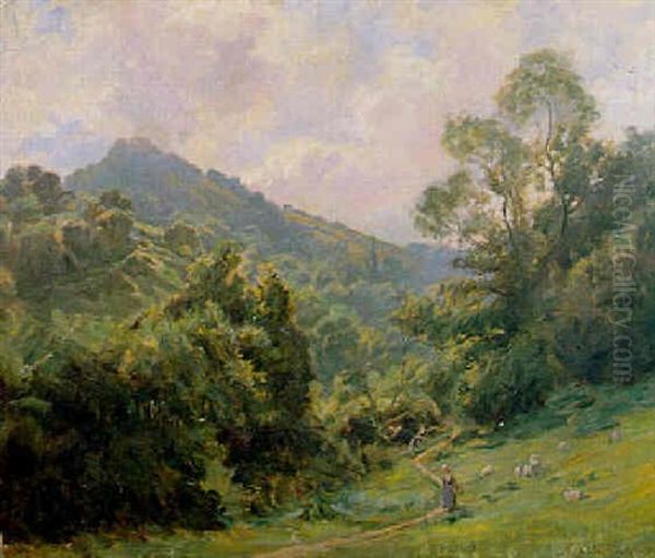 A Sunlit Pastoral Oil Painting by Robert Payton Reid