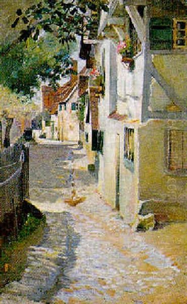 A French Street Scene, Brittany by Robert Payton Reid