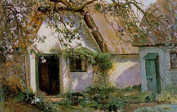 The Cottage Doorway, Springtime Oil Painting by Robert Payton Reid