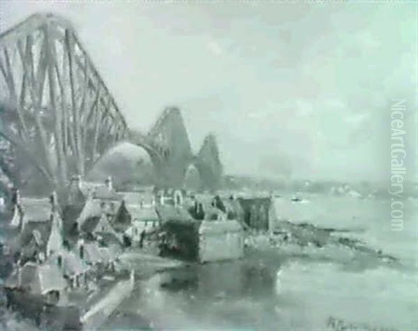 The Forth Bridge From North Queensferry Oil Painting by Robert Payton Reid