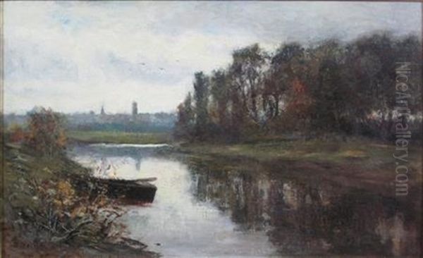 View Of The River Near Aberdeen Oil Painting by Samuel Reid