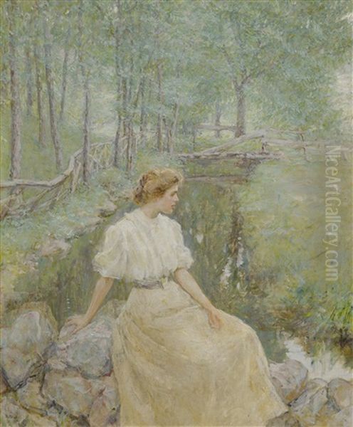 Lady By A Stream by Robert Reid