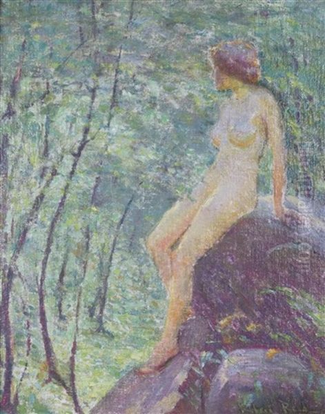 A Study Of A Landscape With Nude Figure Oil Painting by Robert Reid