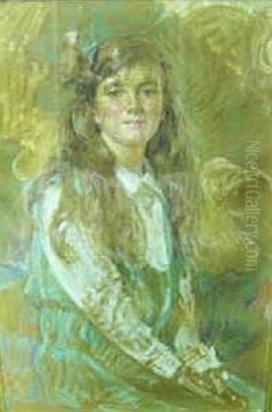 Portrait Of Nancy Dyer As A Child Oil Painting by Robert Reid