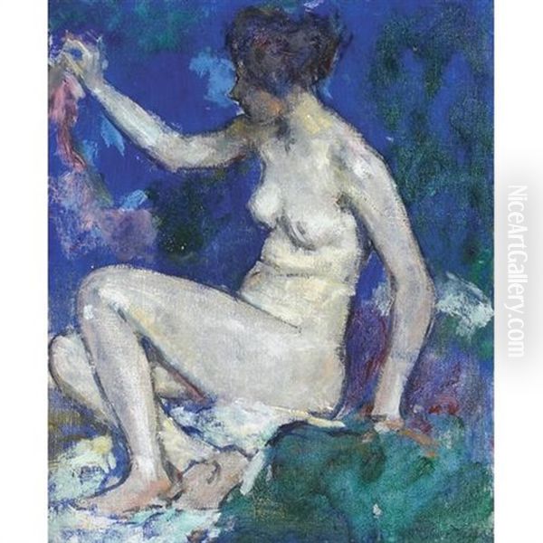 A Nude Study Oil Painting by Robert Reid