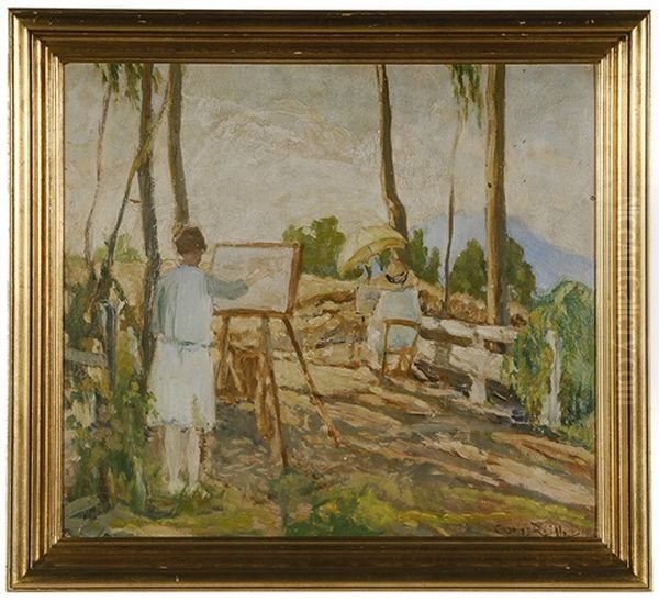 Women Painting Among The Eucalyptus Trees, Circa 1925 Oil Painting by Charles Reiffel