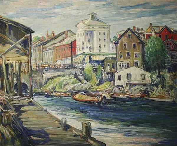 River Through The Town Oil Painting by Charles Reiffel